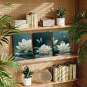 HHB 3pcs Zen White Lotus Wall Art Canvas Wrapping 16x24in