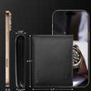 HiWe Anti-Lost Bifold Men Wallet with Find My, Vegan Leather, RFID, Original Design, Black