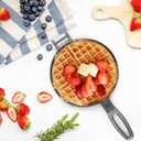 7 Inch Round Cast Iron Waffle Iron Plant Oil Care Two Piece Hinged Non Electric Waffle Maker for Indoor and Outdoor Picnics