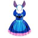 Esvaiy Girls Hawaiian Dress Costume Halloween Blue Princess Mouse Dress with Headband Kids Birthday Party Cosplay Outfit