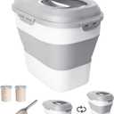 20-50 Lbs Food Storage Container With Wheel, Airtight Locking Lid, Collapsible Rice Container, Flour Storage With Small Container and Scoop, Suitable for Pet Food