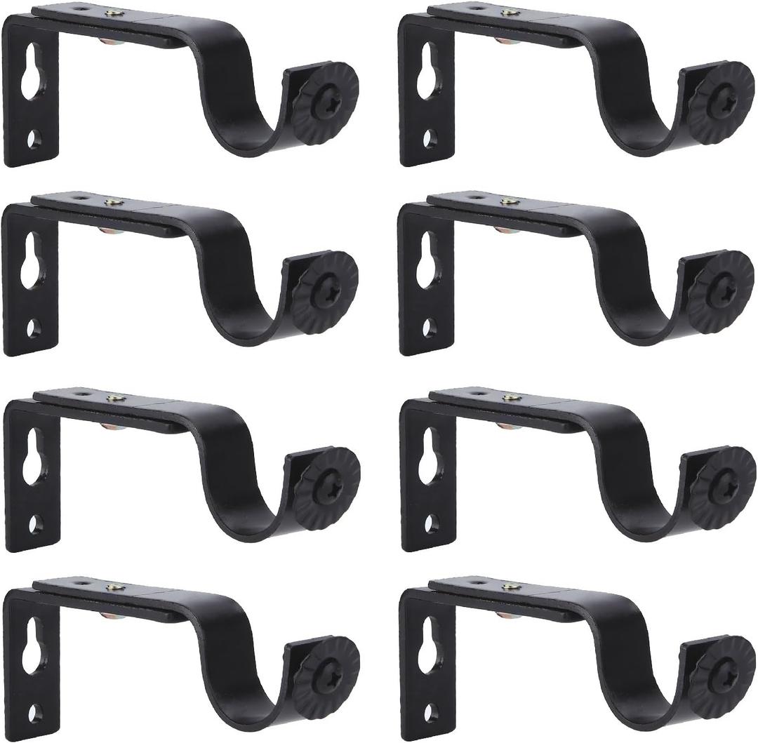 Creatyi Set of 8 Curtain Rod Brackets for 3/4 or 5/8 Inch Rod (Black)