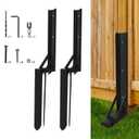 2PCS Fence Post Repair Stakes Kit,Heavy Duty Steel Fence Post Anchor Ground Spike,Fence Post Support Stake for Repairing Tilted/Broken Wood Fence Gate Posts Sign Posts or Mailbox Post (Black)