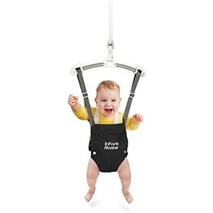 Infant Master Baby Doorway Jumpers, Sturdy Johnny Jumper Adjustable 10.8"-23.6" Strap, Soft Baby Johnny Bouncer w/Seat Bag, Protable Doorway Jumper and Boucer for Baby, Ideal Gift for Infant, Black, Max 35 lbs