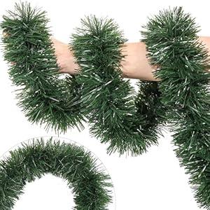 50 Ft Christmas Garland Decor Artificial Greenery Pine Garlands Xmas Decorations for Fireplace Stairs Mantle Home Holiday Party Soft Green Garland Christmas Decoration Indoor Outdoor
