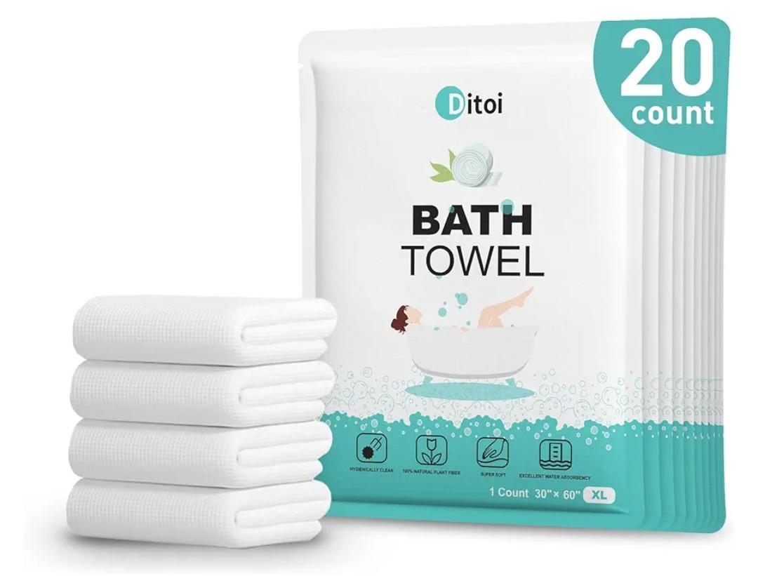 Ditoi Disposable Bath Towels,Extra Large Beach Towels 30"X60", Camping Towels for Travel Hotel, Soft Quick Dry Shower Tissue for Body,Gym Sports,Beach (XL,15 Count)