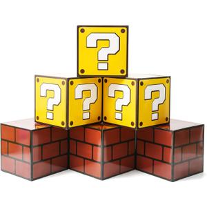 6PCS Big Question Brick Party Boxes, Question Brick Boxes and 6 Set Centerpieces for Kids Boys Girls Birthday Party Decorations,Christmas Halloween Classroom Supplies Favors.(11.8 x 11.8 Inch)