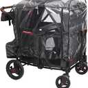 Radio Flyer Voya Quad Stroller Wagon Rain Cover with Storage Bag, Black, Waterproof Stroller Cover for 4-Seater Wagon with High Sides, Fast-Drying Design, Zippered Side Panel for Easy Access