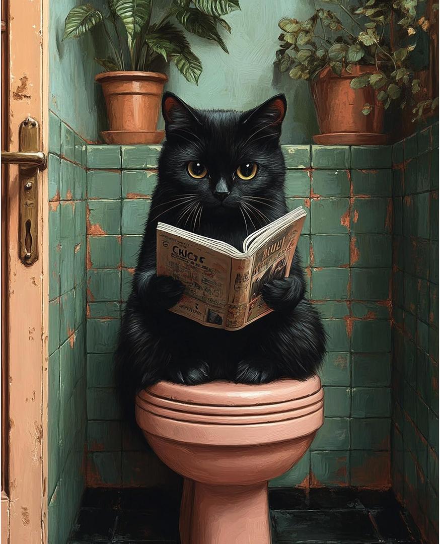 Obterie Black Cat Paint by Numbers Kit for Adults Beginner Animals Oil Painting Kit Adult Paint by Number Kits on Canvas DIY Painting for Beginners Art by Numbers for Gifts Home Wall Decor 16x20 Inch