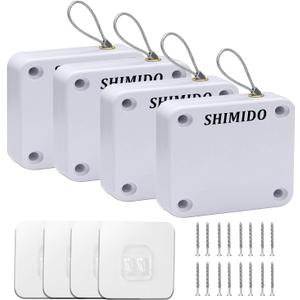SHIMIDO Upgraded Punch-Free 1000g Automatic Screen Door Closer, Storm Door Closer, Sliding Screen Auto Door Closer with Steel Drawstring for Bathroom, Bedroom, Studyroom, etc. (4 Pack White)