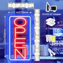 22" X 11" Led Neon Open Signs for Business 12V/2A Ultra Bright Led Neon Open Signs Plug In Electric Light Up Open Sign with ON/OFF Switch for Bar Salon Coffee Stores Club Hotel (Vertical)