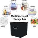 Closet Organizers Fabric Storage Bins With Lids Collapsible Cube Storage Organizer Basket With Handles,Storage Boxes for Clothes Storage,Office,Toys,3 Pack,Black