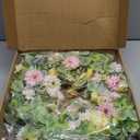 20 Inch Spring Wreaths for Front Door, Artificial Pink Gerbera Daisy & Yellow Rose Floral Wreath with Lamb's Ear Leaves & Greenery, Farmhouse Summer Wreath for Wall Window Porch Home Decor