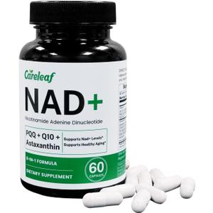 NAD+ Supplement 300mg,Liposomal NAD Boost with PQQ,Astaxanthin,Folic Acid,Vitamin E,High Purity NAD Supplement for Anti-Aging,Cell Longevity,Energy Metabolism-60 Capsules,2 Month Supply