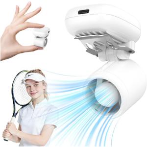 Mini Clip On Fan Portable, Ultra-Lightweight 2oz, Rechargeable Mini Portable Fan with 3 Speeds USB-C, Hands-Free Clip Fan Face Cooling for Outdoor, Soccer, Baseball Cap, Visor Hat, Sports (White)