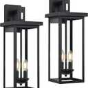 tewei 2 Pack Large Size Outdoor Wall Lantern Exterior Wall Light Fixture, 22 Inch Matte Black Porch Light Waterproof Outdoor Lights for House with Clear Glass Shade, E12 Exterior Sconces for Garage