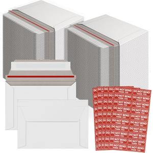 100 Pack Rigid Mailers 4.5x6.5 Inch Self Seal Document Mailers, Protective Flat Cardboard Sturdy White Photography Envelopes for Photos, Document, Coins, Stamps