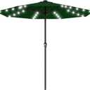 AreShark 11FT Large Patio Umbrella with Solar Lights, Lighted Solar Umbrella with Crank, Outdoor Table Market Umbrellas for Garden, Deck, Backyard, Pool and Beach, Dark Green