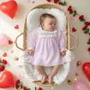 Toddler Baby Girl Easter Outfit Jesus Loves Me Embroidery Ruffle Smocked Dress Striped Princess Dresses