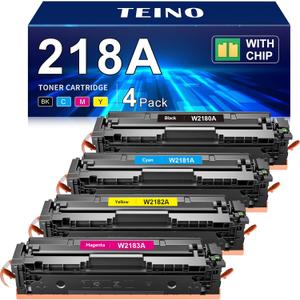 218A Toner Cartridges 4 Pack (with Chip) Compatible Replacement for HP 218A 218X for HP Color LaserJet Pro MFP 3301fdw 3301cdw 3301sdw Pro 3201dw Printer High Yield Ink W2180A W2180X (B/C/Y/M)