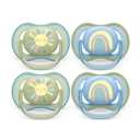 Philips Avent Ultra Air Pacifier - 4 x Light, Breathable Baby Pacifiers for Babies Aged 0-6 Months, BPA Free with Sterilizer Carry Case (Model SCF085/49) (Smiling Sun / Blue Rainbow)