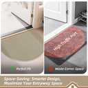 BEQHAUSE Dirt Trapper Door Mat 17" x 30" Half Circle Non-Slip Washable Doormats Entrance Rugs Absorbent Welcome Low Profile Floor Mats for Front Back Door and Entryway, Light Beige