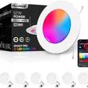 ALUSSO Smart Downlights, 12W 1100LM Recessed Lighting Dimmable 2700-6000K Bluetooth APP Control Compatible Wet Location Use 6 Inch