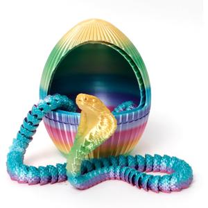 3D Printed Egg with Snake Inside - 24inch Flexible Snake, Cute Rotary Animal Egg, 3D Printed Gift, Figure Decoration, ADHD(Multicolor Rainbow)