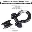 Upgraded Snatch Block, 3/4" D Ring Shackle (2 Pack) 22,000lb Break Strength with Towing Pulley, Heavy Duty Offroad Recovery Accessory for Truck, Tractor, ATV & UTV - Black