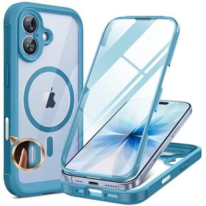 Miracase for iPhone 17 Case 6.3'', Full-Body Military Grade Drop Protection Outdoor Phone case with Built-in Glass Screen &Camera Control,Easy Installation,No Gap,Compatible with MagSafe,Blue