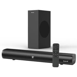 Sound Bars for TV with Subwoofer 2.1 CH 120W Soundbar for TV, for PC, Gaming, Surround Sound System TV Sound Bar Speakers, Home Theater with Bluetooth, HDMI, AUX, USB, Opt Connection, 16 Inch, MF604S