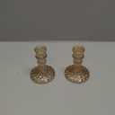 OwnMy Set of 2 Gold Glass Taper Candle Holders Decorative Glass Candlestick Holders, Modern Taper Candle Stands Candlesticks for Dining Table Centerpieces Wedding Church Decor