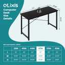 OLIXIS 47 Inch Home Office Desk, Small Computer Work Table with X-Shaped Reinforcement, Home Simple Modern Writing Study Table, Black