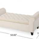 Christopher Knight Home Keiko Velvet Armed Storage Bench, Ivory, 19.5"D x 50.00"W x 19.25"H