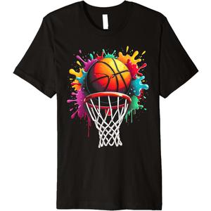 Colorful Basketball Tie Dye Color Splash T-Shirt, Large 