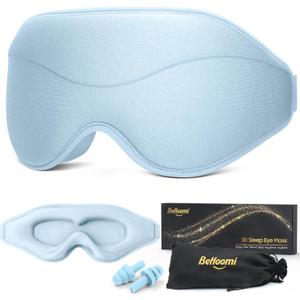 BeHoomi Sleep Mask, Premium Eye Mask for Sleeping, Total Blackout, Superior Soft Comfort, Upgraded 3D Ergonomic Designed Sleeping Mask for Home, Office, Travel, Meditation, Sky Blue