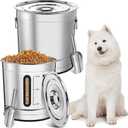 Maxdot 2 Pack 304 Stainless Steel Pet Food Storage Containers, 33lb/15kg & 55lb/25kg Extra Large Metal Dog Food Bins with Lids and Handle for Dogs Cats and Bird Feed, Odor-free, Easy to Clean