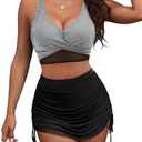 Blooming Jelly Womens High Waisted Bikini Sets Swim Skirt Mesh Swim Suits 2025 2 Piece Tummy Control Bathing Suits. Size L