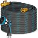 Garden Hose 100ft Flexible Water Hose with 10 Function Sprayer Leak-proof Lightweight Non-Expanding Water Pipe with Solid Fittings for YardRV (100FT)