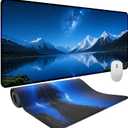 Large Mouse Pad 31.5x11.8 Inch, XXL Gaming Desk Mat with Non-Slip Rubber Base, Natural Scenery Design Mouse Pads for Desktop, Computer, Office & Home Use - Fits Keyboard and Laptop (Starry Mountain)