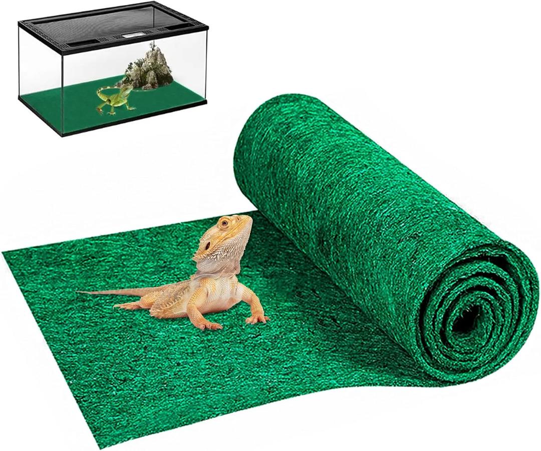 47" x 24" Large Reptile Carpet Terrarium Liner Bedding Reptile Substrate Mat Tank Accessories for Bearded Dragon Snake Lizard Tortoise Leopard Gecko, Green