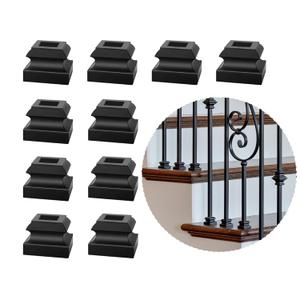 10-Pack Satin Black Iron Baluster Shoes - Flat Shoes with Screws for 1/2" Balusters for Staircase Interior Spindle Railing