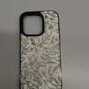 for iPhone 16 Pro 6.3 inch Case with Card Holder Soft Leather Wallet Case Protective Shockproof Hard Cover for Women Gilrs (Green Floral Flowers, iPhone 16 Pro 6.3 inch)