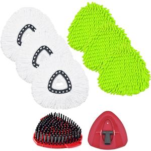 6PCS Mop Heads Replacements for OCedar, 1PCS Scrub Brush and 1PCS Spin Mop Base Compatible with Ocedar EasyWring 1 Tank System, Dry and Wet for Cleaning All Hard-surfaced Floors