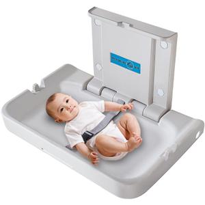 Baby Changing Station Wall Mounted, Baby Changing Table with Safrty Strap, HDPE Fold-Down Diaper Changing Station Table, Foldable Diaper Changing Unit for Commercial Bathroom Restroom,