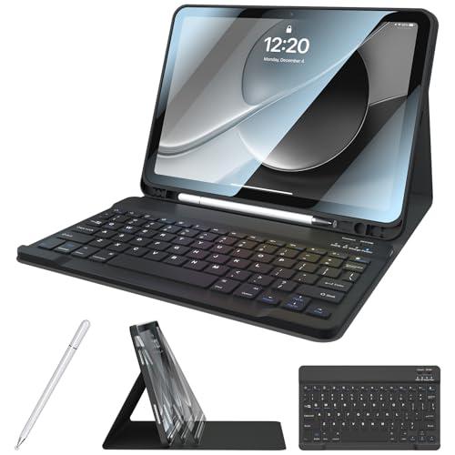 Kiloob for iPad 10th Generation Case with Keyboard with Pencil Holder and Magnetic Disc Universal Stylus Pen 10.9 inch Wireless Detachable Folio Keyboard Cover for New iPad 10th Gen 2022 (Black)