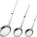 Sieve Fine Mesh Strainer Set Stainless Steel Metal Flat Cooking Skimmer Ladle Colander With Handle Food Strainer Kitchen Tools For Kitchen Baking Oil Filter Flour Sifter Foam,L M Small 3Pack