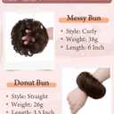 2PCS Messy Bun Hair Piece-Large Wavy Curly & Donut Updo Hair Pieces Set, Scrunchies Synthetic Chignon Ponytail Extensions Thick Updo for Women(Medium Brown)
