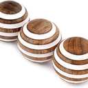 NIRMAN Decorative Balls Mango Wood for Centerpiece or Individual Use Ideal for Use in Living, Dining Room, Coffee Table (3" x 3" x 3"), (Set of 3)