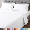 CGK Linens 
Lightweight 4 Piece Bed Sheet Set Queen Size - Cooling Sheets for Hot Sleepers - Soft Breathable Bedding Set w/ 8-16 Inch Deep Pockets - 1 Flat & 1 Fitted & 2 Pillowcases - Wrinkle Resistant - White